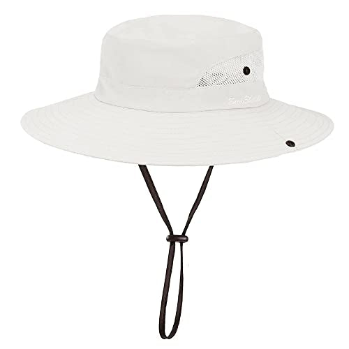 Ponytail Sun Hat for Women - Wide Brim UV Protection - One Size / Ivory