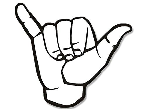 Hang Loose Sticker Decal - Shaka Hand Sign, 3x3.4 Inch