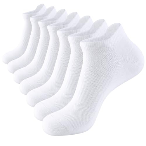 Ankle Socks for Women - Lightweight Breathable Low Cut - 7 Pairs White
