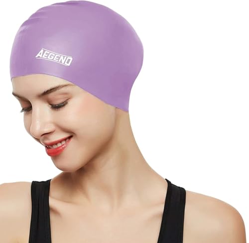 Durable Silicone Swim Cap for Long Hair - Purple - 1 Pack