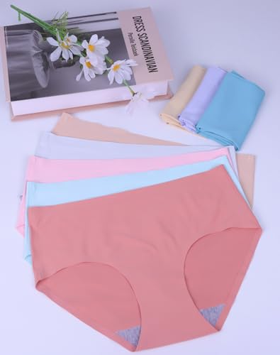 Teen Girls No Show Seamless Stretch Panties Multi-Pack - 11-12 Years / Pink White Blue Light Purple