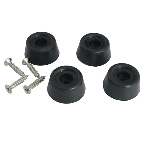 4-Pack Pool Cue Stick Rubber Bumpers with Screws - Black