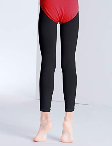 Daydance Girls Women's Footless Dance Tights for Ballet, Gymnastics, 8-12 Years Black