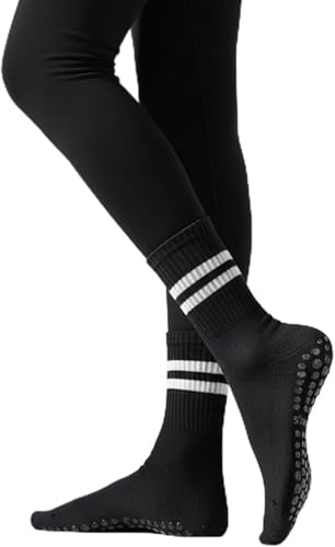 Non-Slip Pilates Socks with Grips for Yoga & Gym - Black