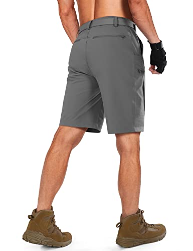Shallowlulu Mens Cargo Hiking Shorts 34W x 10L Grey, Water-Resistant, Quick-Dry