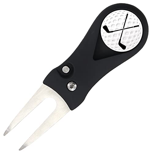Golf Divot Repair Tool with Ball Marker - Switchblade, Black