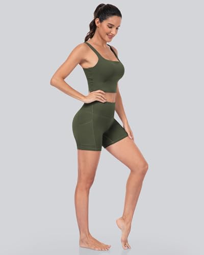 High Waisted Tummy Control Biker Shorts with Pockets - 6 Pack