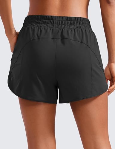 High Waisted Dolphin Athletic Shorts 3" with Zip Pocket for Women