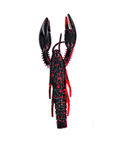 Soft Plastic Craw Bait - Psycho Dad 3.75" - Black with Red Flake (5 Pack)