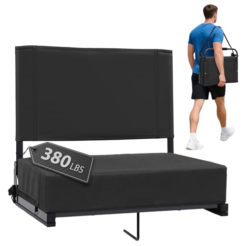 Portable Stadium Seat with Back Support - 18.4" Wide - Black