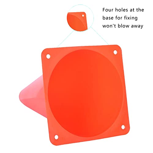 9-Inch Orange Traffic Cones - 10-Pack Sports Training Cones