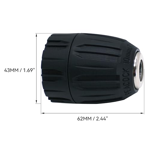 HFS(R) Keyless Drill Chuck for 3/8" Drill with 24 UNF Thread Mount Shaft 0.8-10mm Capacity