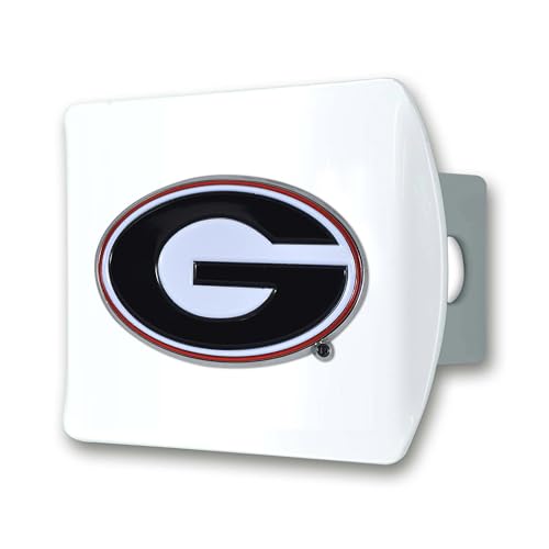 University of Georgia Hitch Cover - White with 3D Logo - Easy Install - Bulldogs