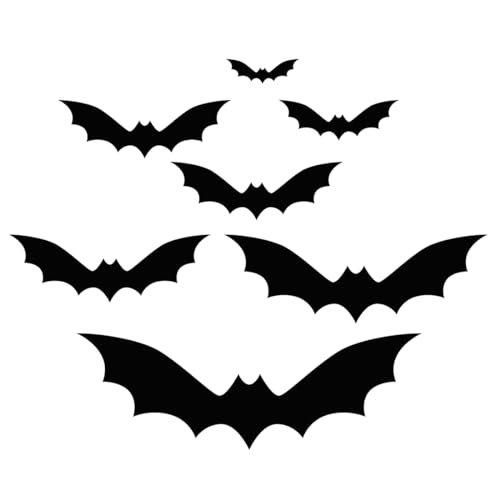 Andaz Press 118 Pcs 6 Sizes Halloween Bat Stickers, Black Bat Halloween Decorations Indoor for Goth Room Decor, Emo Room Decor, Spooky Home Decor, Waterproof Decal, Removable Bat Stickers for Window