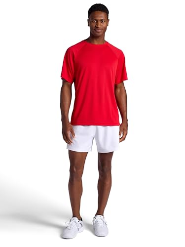 Head Flex Raglan Crewneck T‑Shirt for Men, Standard Fit, Lightweight Mesh – True Red (Medium)