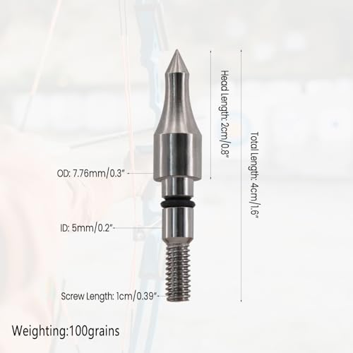 ARCTIRA 100 Grain Silver Gray Archery Arrow Tips - Pack of 25 for Recurve & Compound Bows