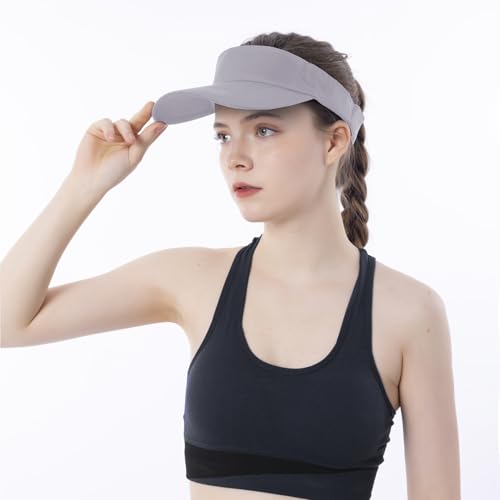 Athletic Cotton Sun Visor Hat - Adjustable One Size-Large Gray