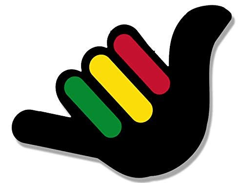 Rasta Stripes Hand Shaped Sticker - 3 x 4 inch Vinyl Decal