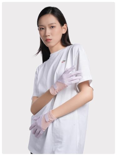 UPF 50+ UV Protection Gloves - Ice Silk Cooling Touchscreen - Gray-White