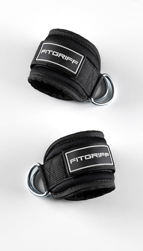 Ankle Straps V3 for Cable Machine - Gym Workout Equipment - Black/White