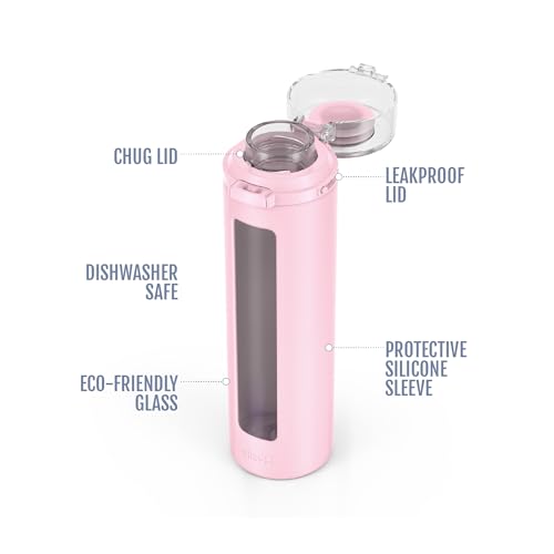 Ello Syndicate 20oz Glass Water Bottle with Flip Lid - Cashmere Pink