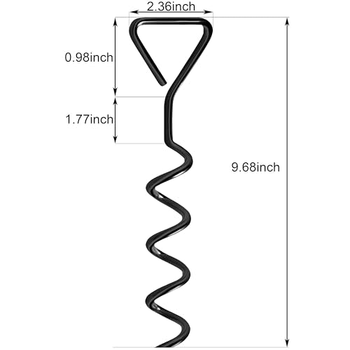 Heavy Duty Trampoline Anchor Stakes Kit - 8" Black, 4 Pack with Ropes