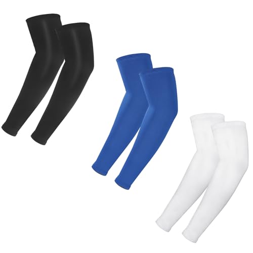 Kids Arm Sleeves - Breathable Elastic Ice Sleeves for Sports - Black, White & Blue