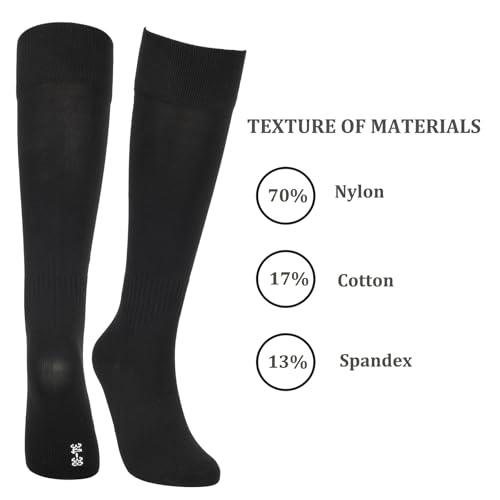 Over-the-Calf Athletic Tube Socks for Baseball and Soccer - Black, Large