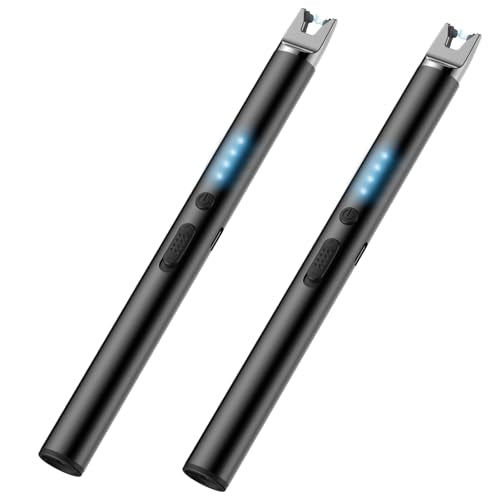 2-Pack Electric Candle Lighter, USB Rechargeable Plasma Arc Lighter - Black