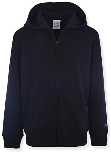 Champion Boys Zip Front Fleece Hoodie Sweatshirt – X-Large, Black