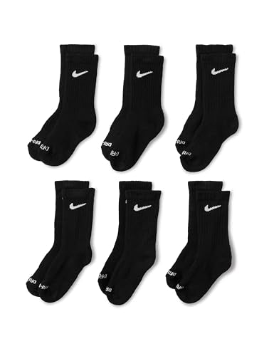 Kids' Performance Crew Socks - Multi-Pack, Black, X-Small
