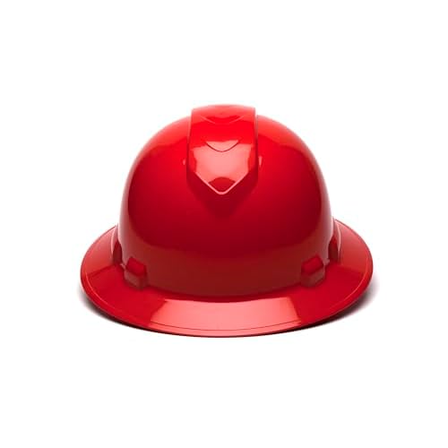 Pyramex Ridgeline Full Brim Hard Hat 4 Point Ratchet Red