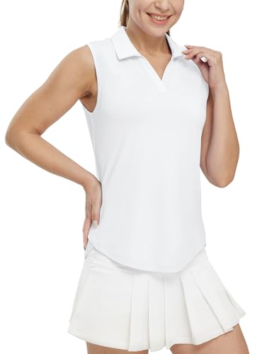 Women's Sleeveless Golf Polo Shirt - Quick Dry V Neck Tank Top UPF 50+