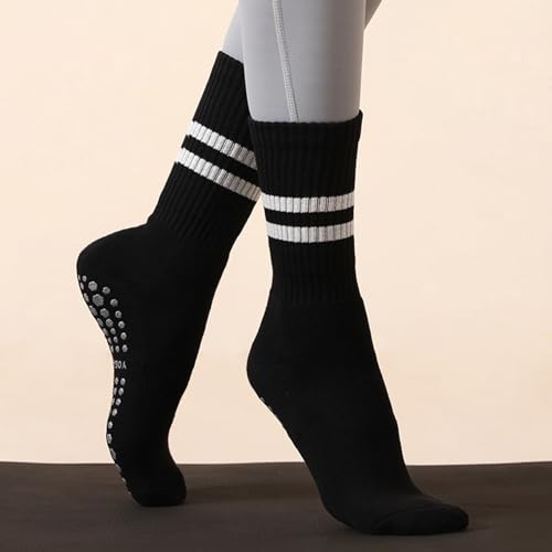 Non-Slip Pilates Socks for Women - 3 Pairs in Black, White, Pink