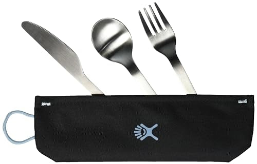 Hydro Flask Stainless Steel Flatware Set Black - Spork, Knife & Lanyard