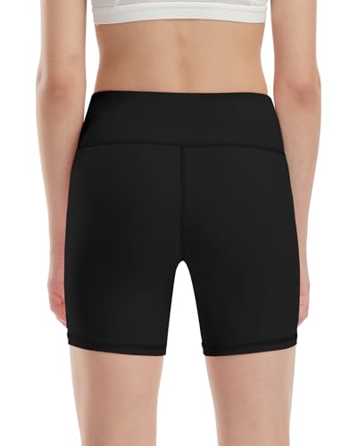 Youth Volleyball Compression Shorts - 5" Spandex Biker - Black, Medium