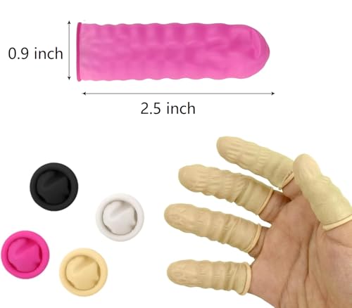 Disposable Finger Cots - 200 Pcs Latex Finger Protectors, Medium Pink