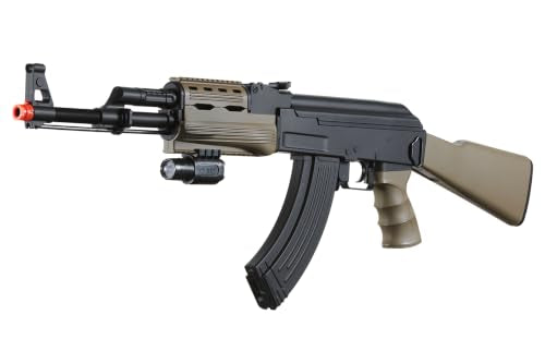 Tactical AK47 Airsoft AEG Kit with Spring Pistol - Earth/Black