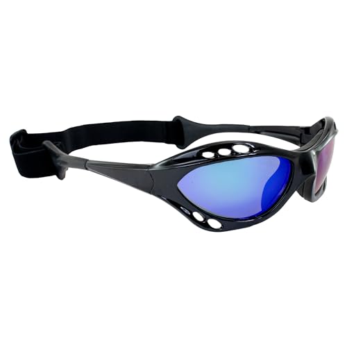 Polarized Jet Ski Floating Goggles - Black Frames, Blue Mirror