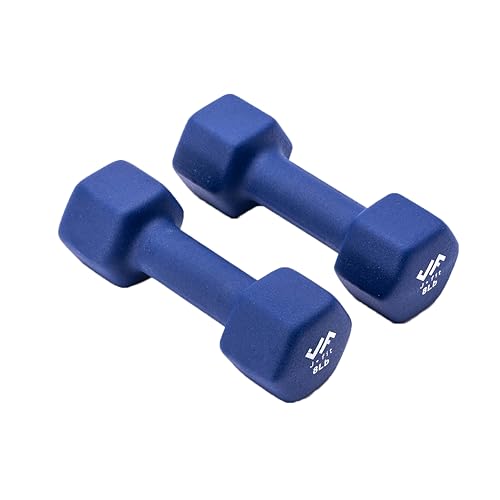 JFIT 8 lb Dumbbell Pair – Neoprene & Vinyl Coated Free Weights for Home Gym