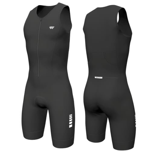 Men's Triathlon Suit - Breathable Quick-Drying Sleeveless Trisuit with Full Zip Pocket