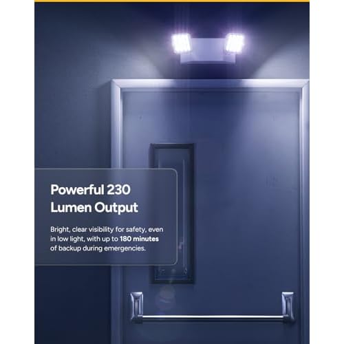 Sunco LED Emergency Lights, Commercial Lighting for Business, Power Outages, Offices, with Backup Battery (90 Minutes), Wall Mount, Hard Wired, 120-277V, Fire Resistant (94V-0) UL.