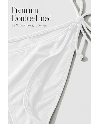 Holipick Women's White Low Waist String Bikini Bottoms - Moderate Coverage Small