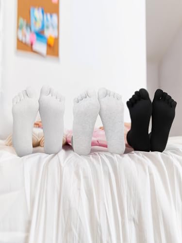 Bencailor Cotton Toe Socks for Women & Men - Quarter-Crew, Size 8-11, Classic Style