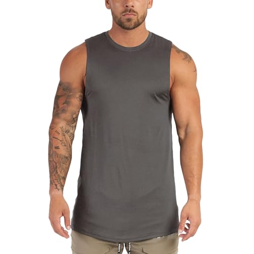 Men’s Quick Dry Tank Top - Sleeveless Gym Workout Shirt - Grey, X-Large