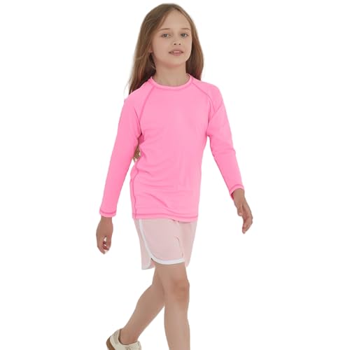 Girls UV Protection Neon Swim Shirt - 7-8 Years / Pink