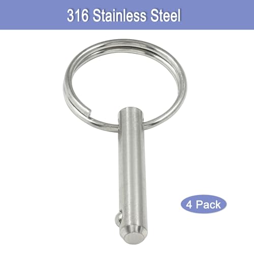 4-Pack Quick Release Pins - 1/4" Diameter, 1" Usable Length