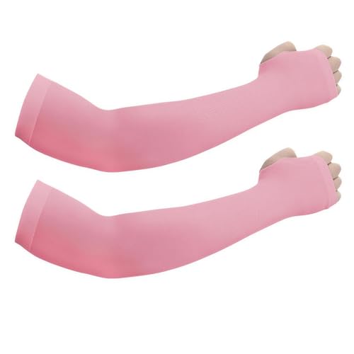UPF 50 UV Protection Arm Sleeves with Thumb Holes - Pink