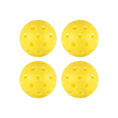 4 Pcs Pickleball Balls - 40 Hole Outdoor Training Balls - Yellow