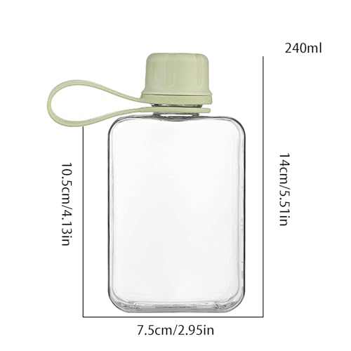 8.2 oz Flat Travel Water Bottle - BPA Free Tritan - Green